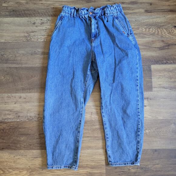 Zara High-Waisted Paperbag Jeans Wide Leg Denim NWOT Woman's Size 10 - Picture 7 of 10